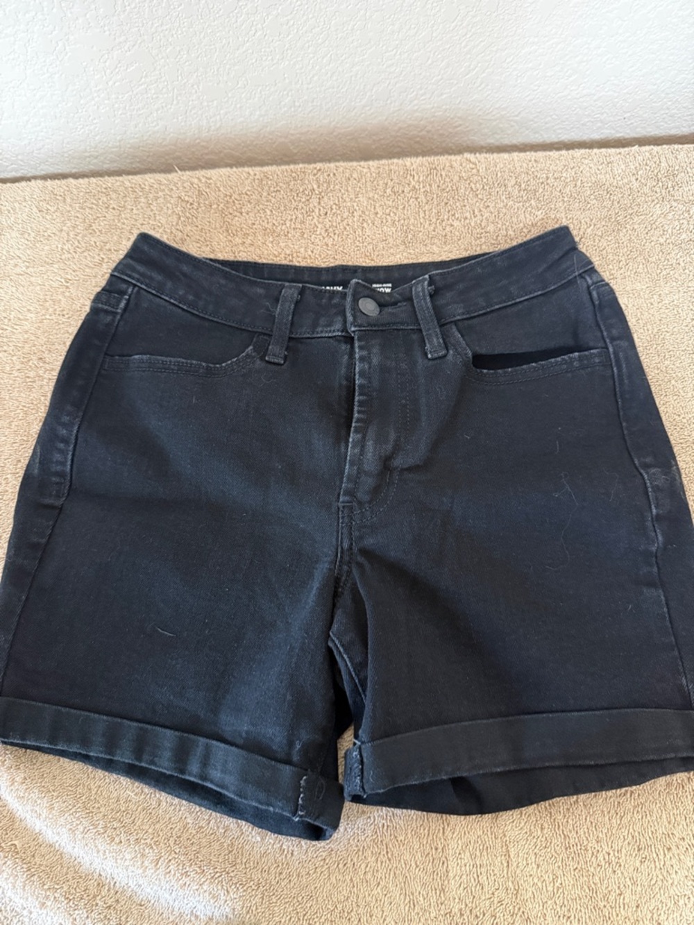 Old Navy Black Denim Roll-Cuff Shorts